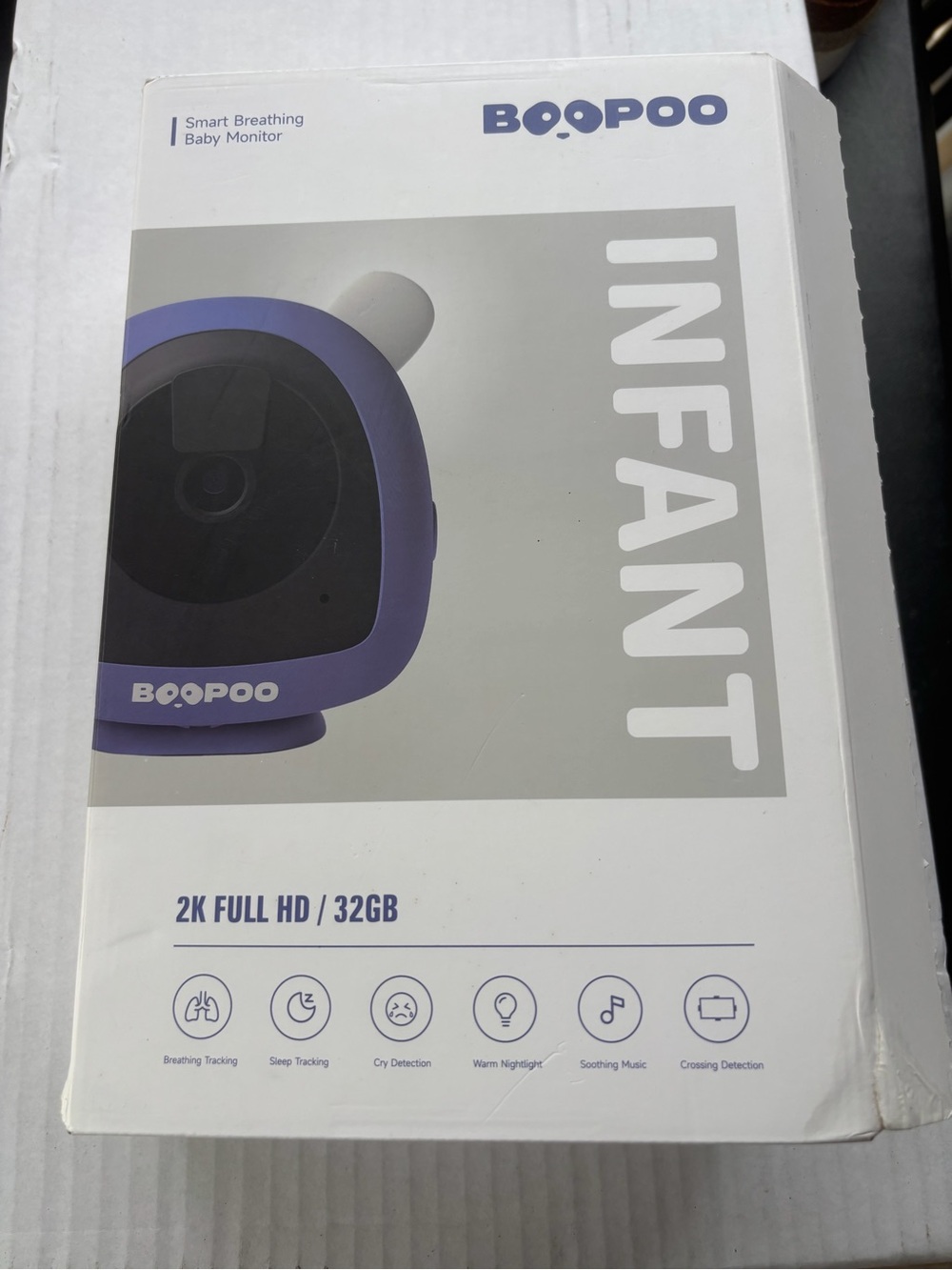 BOOPOO Infant Smart Breathing Baby Monitor - Purple/Black